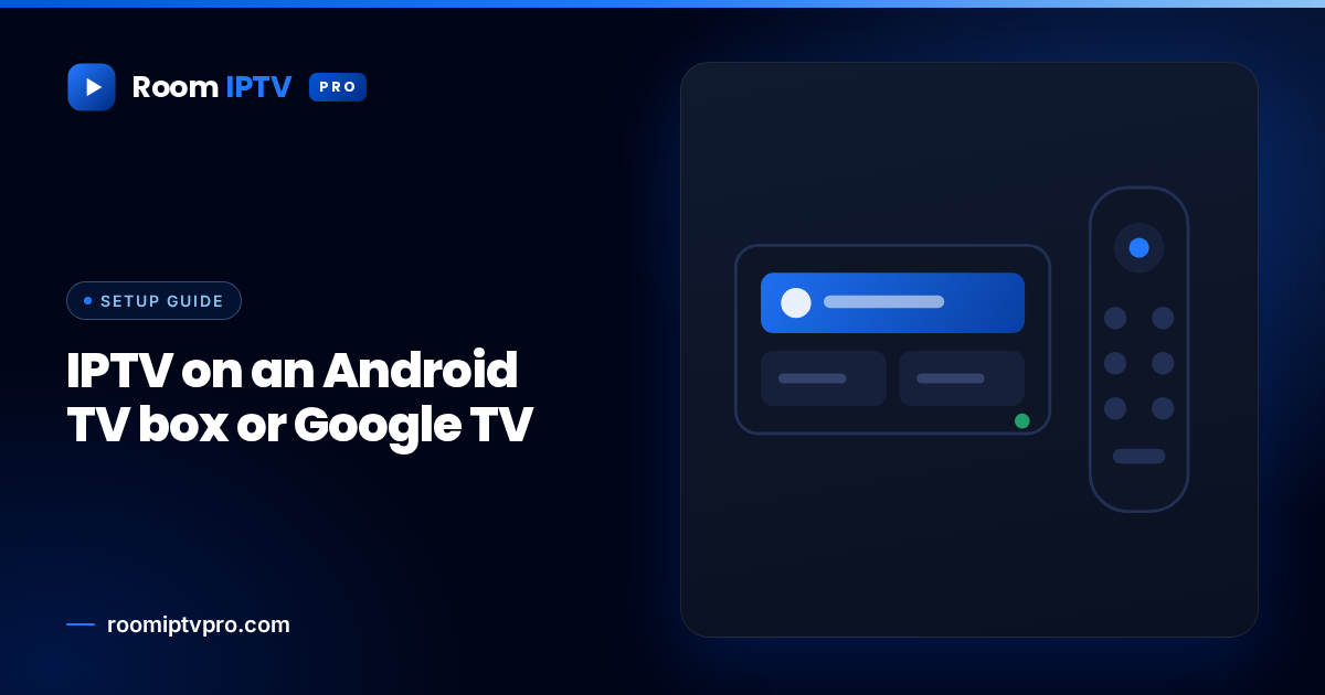 An Android TV box next to its remote control